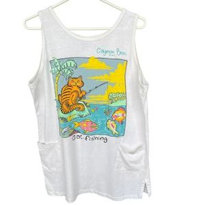 Vintage Stanley Michaels Island & Resortwear Tank Top Adult One Size White Cat